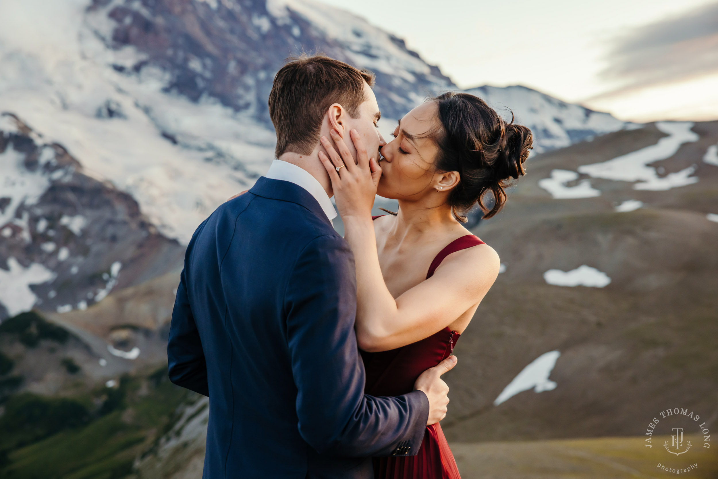 Mount Rainier adventure engagement session by Seattle adventure elopement photographer James Thomas Long Photography