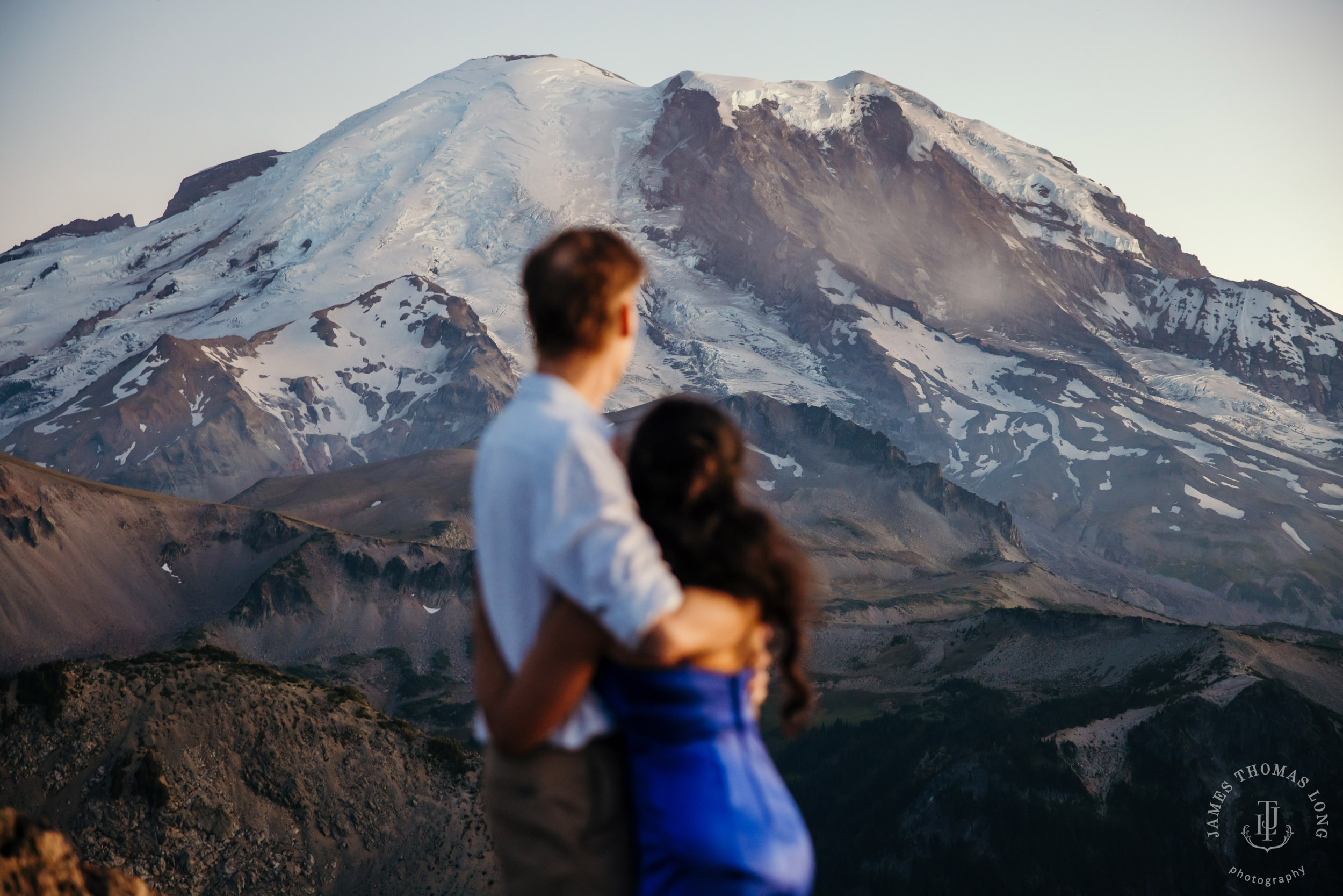 Mount Rainier adventure engagement by Seattle adventure wedding photographer James Thomas Long Photography