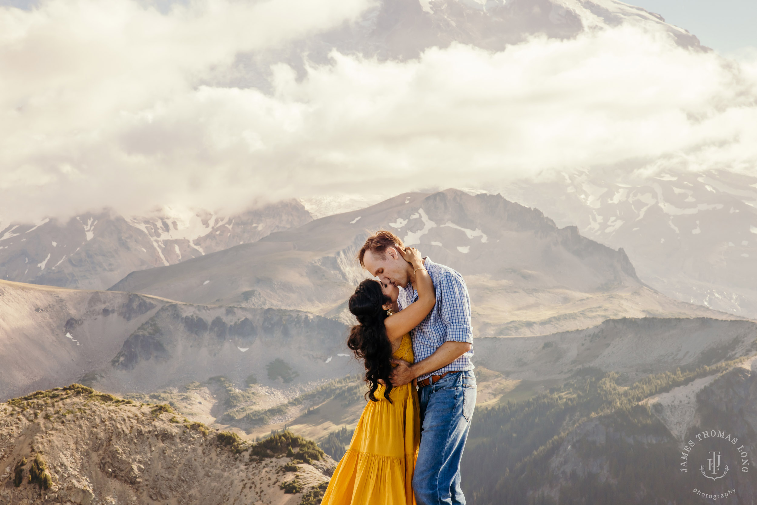Mount Rainier adventure engagement by Seattle adventure wedding photographer James Thomas Long Photography