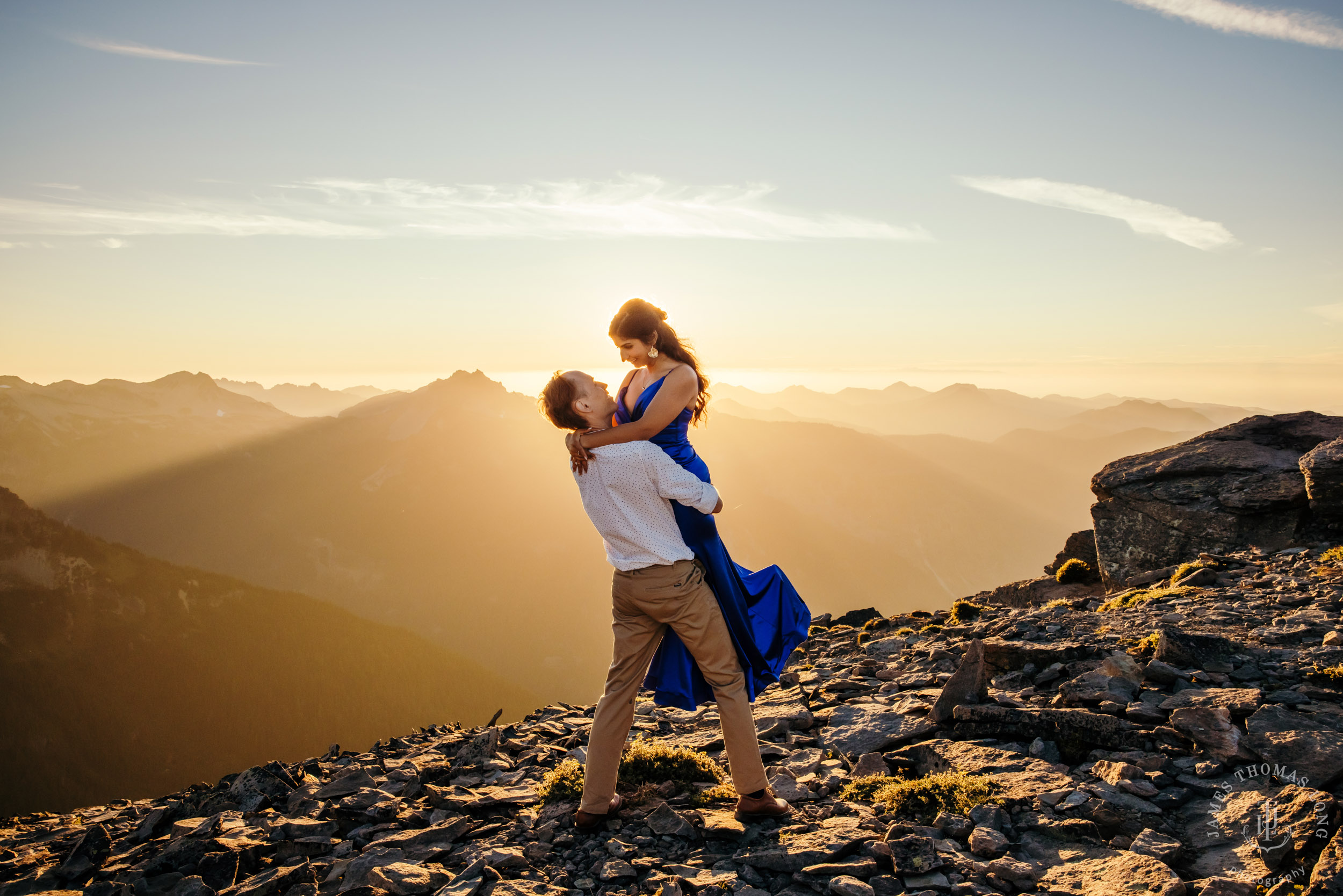 Mount Rainier adventure engagement by Seattle adventure wedding photographer James Thomas Long Photography