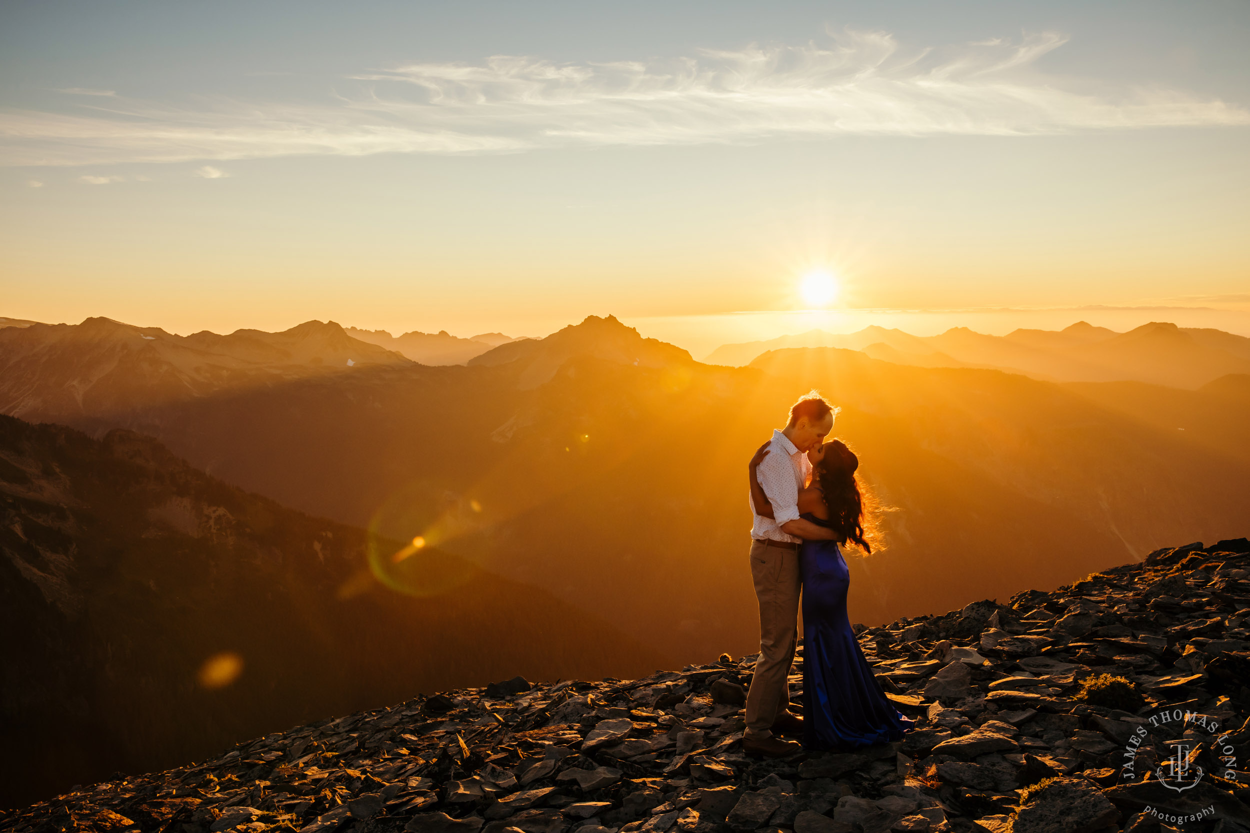 Mount Rainier adventure engagement by Seattle adventure wedding photographer James Thomas Long Photography