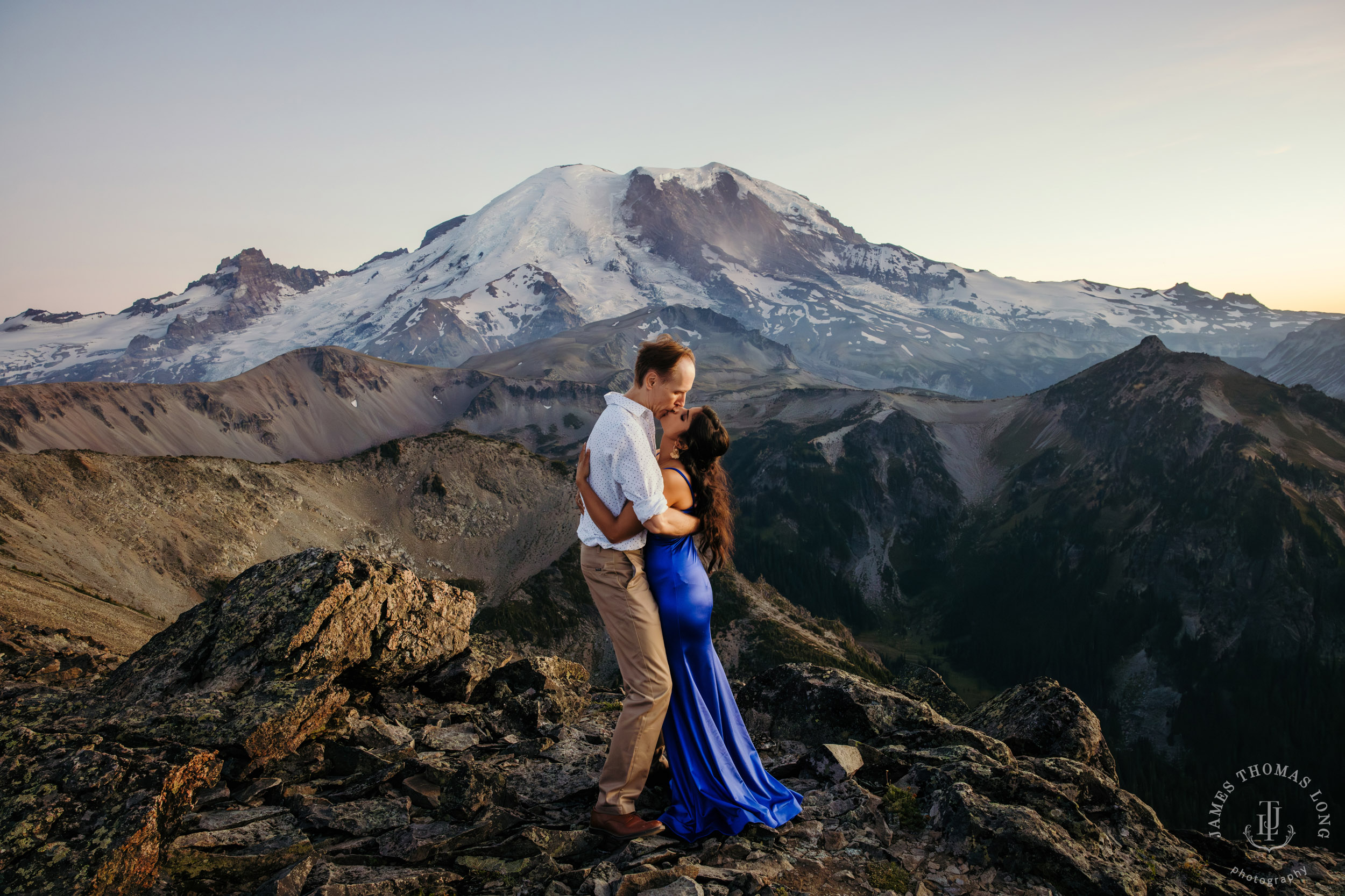 Mount Rainier adventure engagement by Seattle adventure wedding photographer James Thomas Long Photography