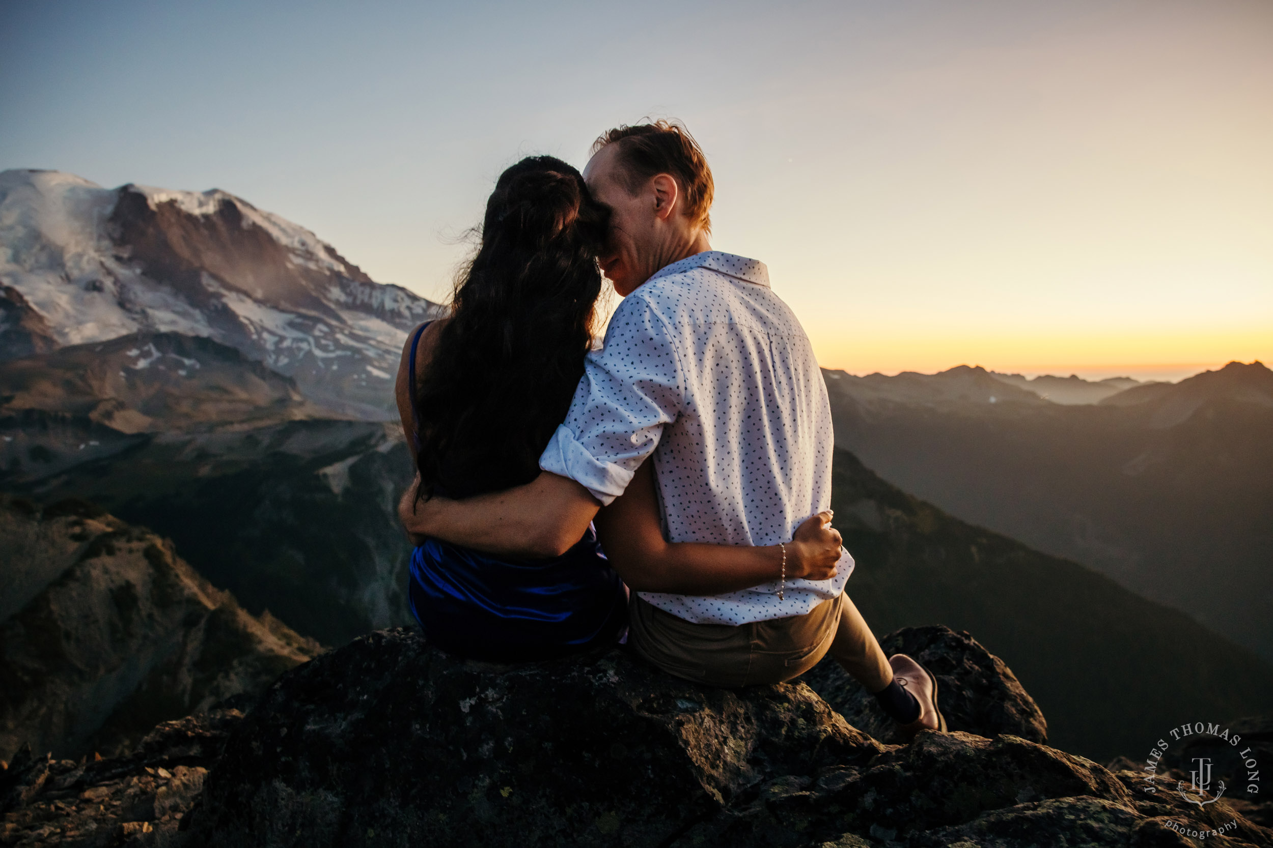 Mount Rainier adventure engagement by Seattle adventure wedding photographer James Thomas Long Photography