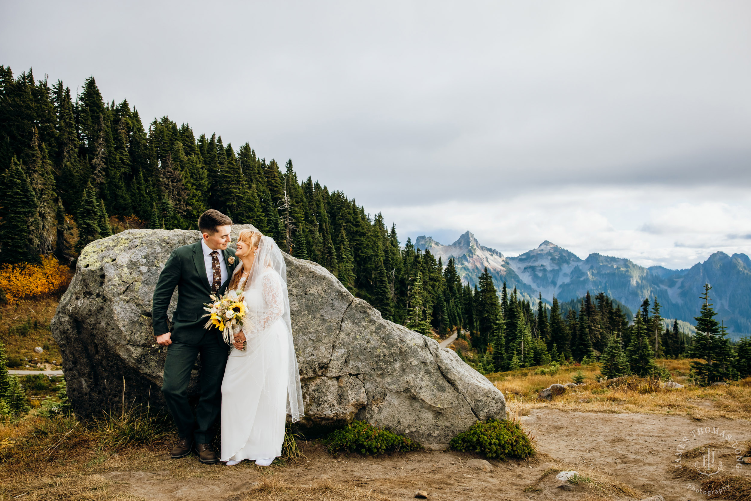 Mount Rainier elopement by Seattle adventure wedding photographer James Thomas Long Photography