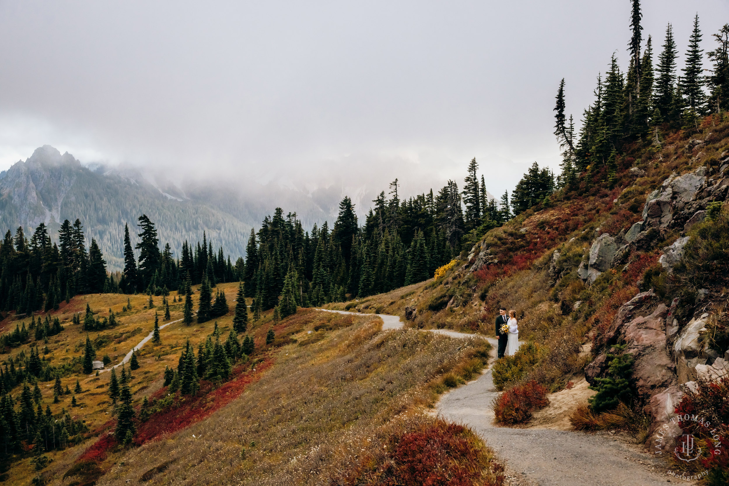 Mount Rainier elopement by Seattle adventure wedding photographer James Thomas Long Photography