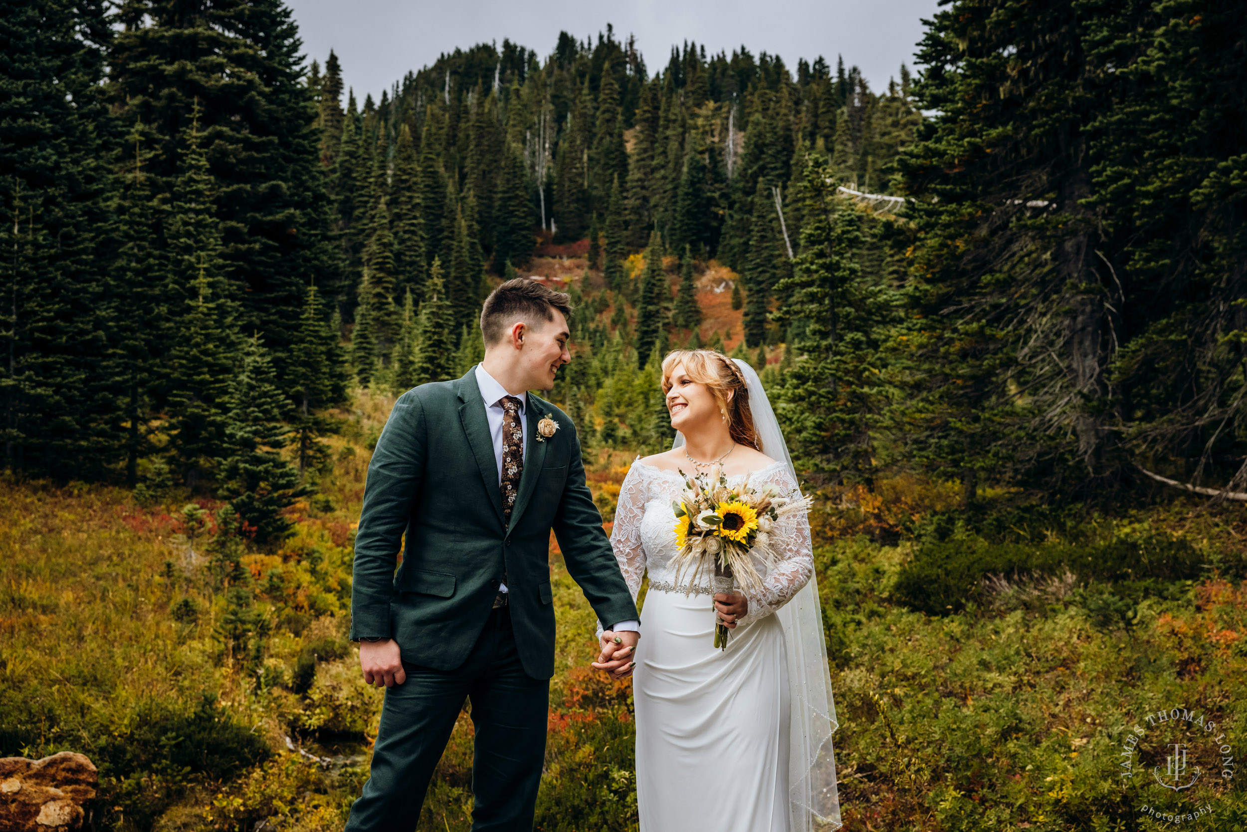 Mount Rainier elopement by Seattle adventure wedding photographer James Thomas Long Photography