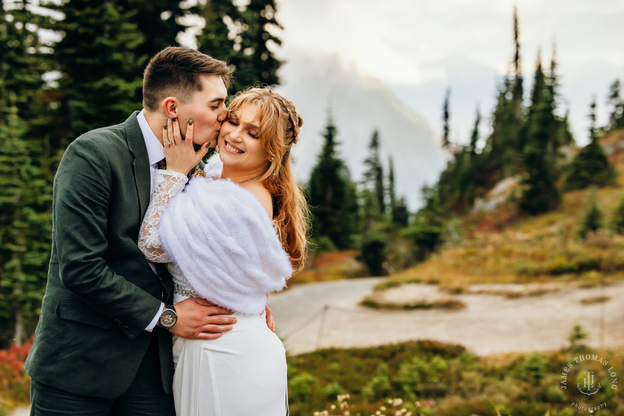 Mount Rainier elopement by Seattle adventure wedding photographer James Thomas Long Photography