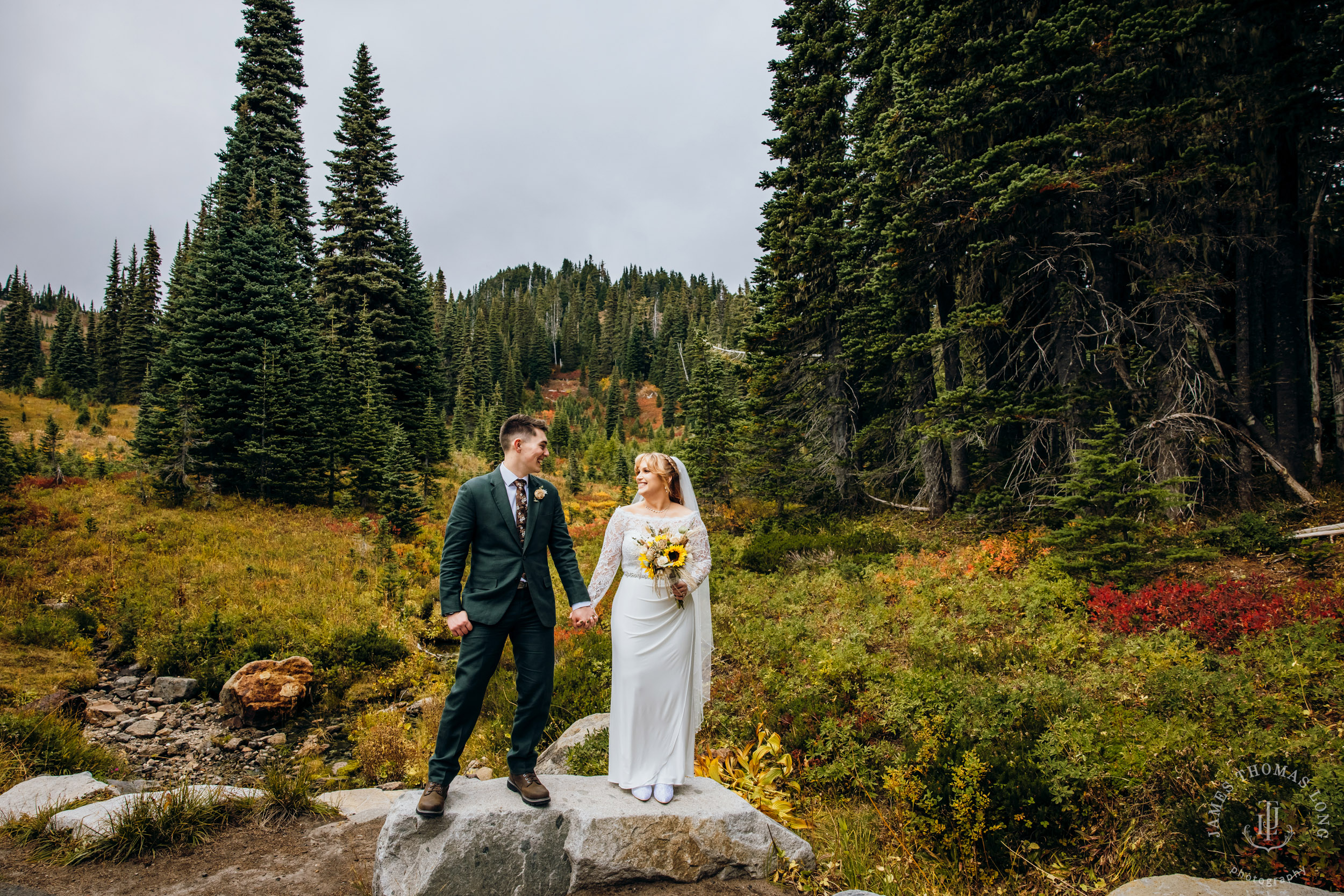 Mount Rainier elopement by Seattle adventure wedding photographer James Thomas Long Photography