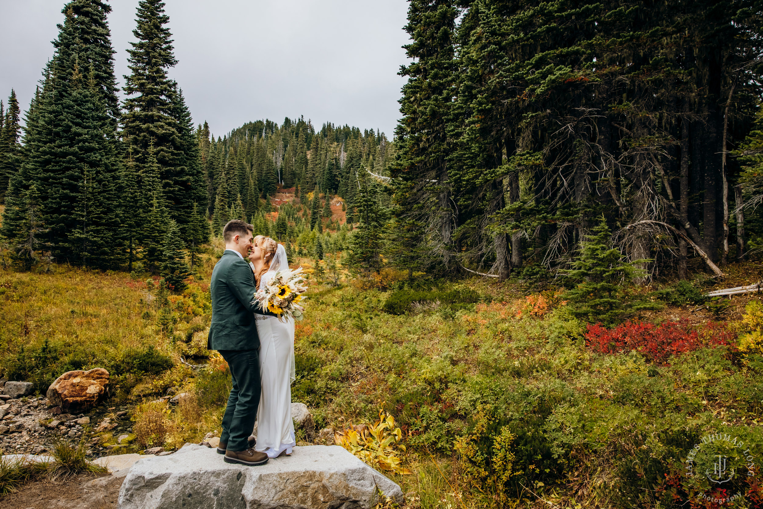 Mount Rainier elopement by Seattle adventure wedding photographer James Thomas Long Photography