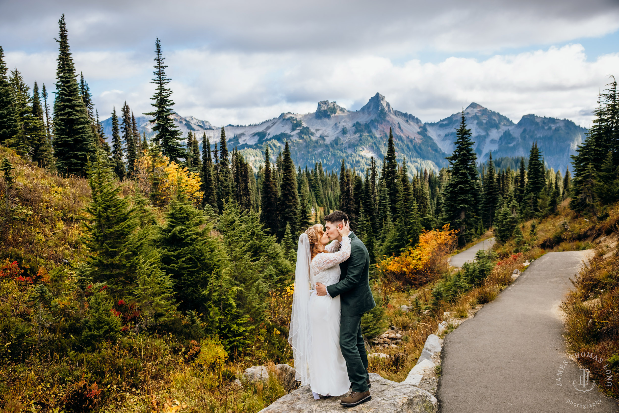 Mount Rainier elopement by Seattle adventure wedding photographer James Thomas Long Photography