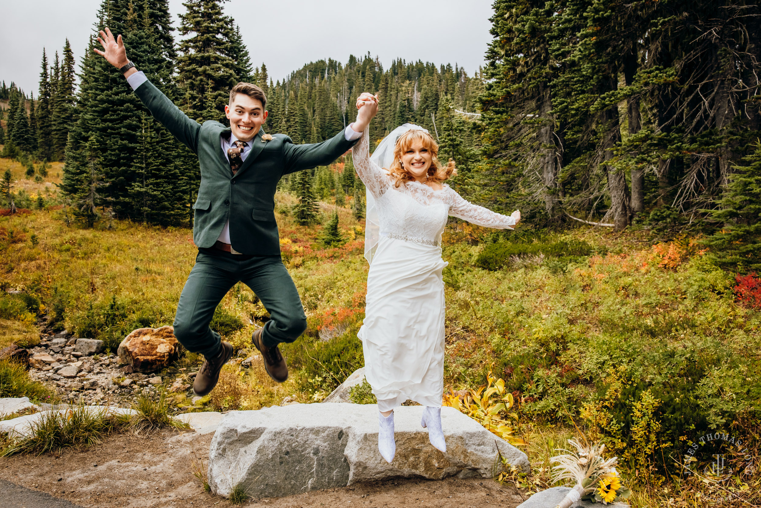 Mount Rainier elopement by Seattle adventure wedding photographer James Thomas Long Photography