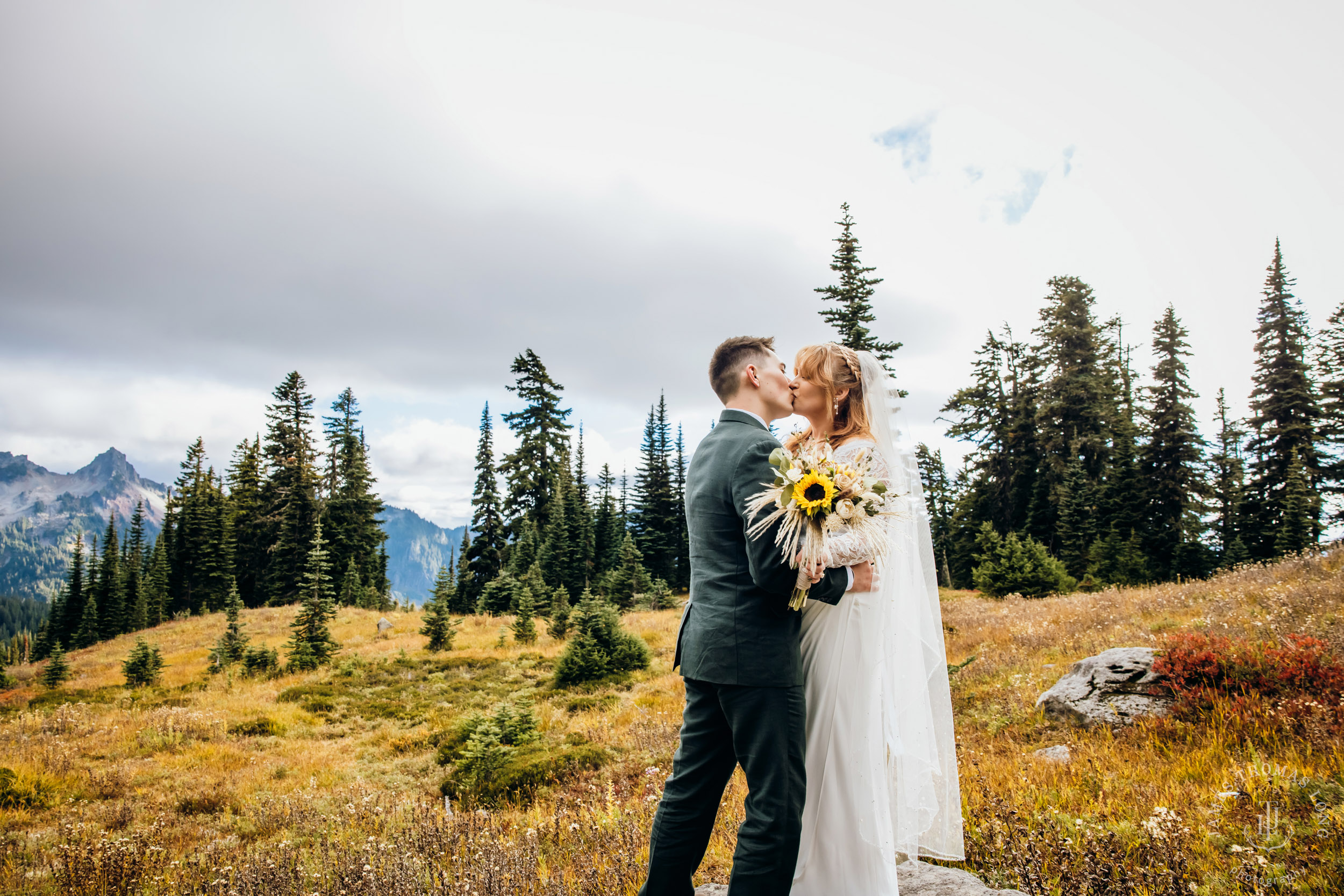 Mount Rainier elopement by Seattle adventure wedding photographer James Thomas Long Photography