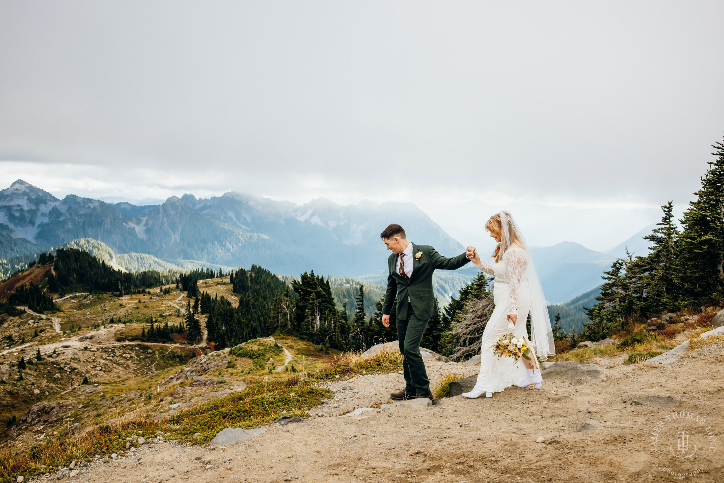 Mount Rainier elopement by Seattle adventure wedding photographer James Thomas Long Photography