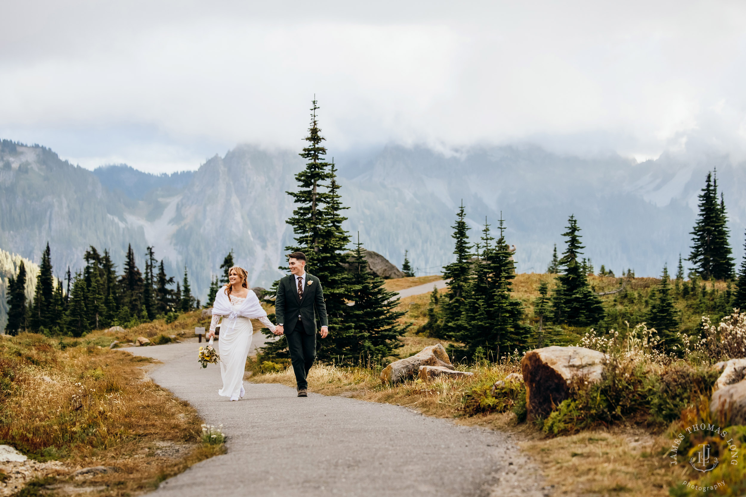 Mount Rainier elopement by Seattle adventure wedding photographer James Thomas Long Photography