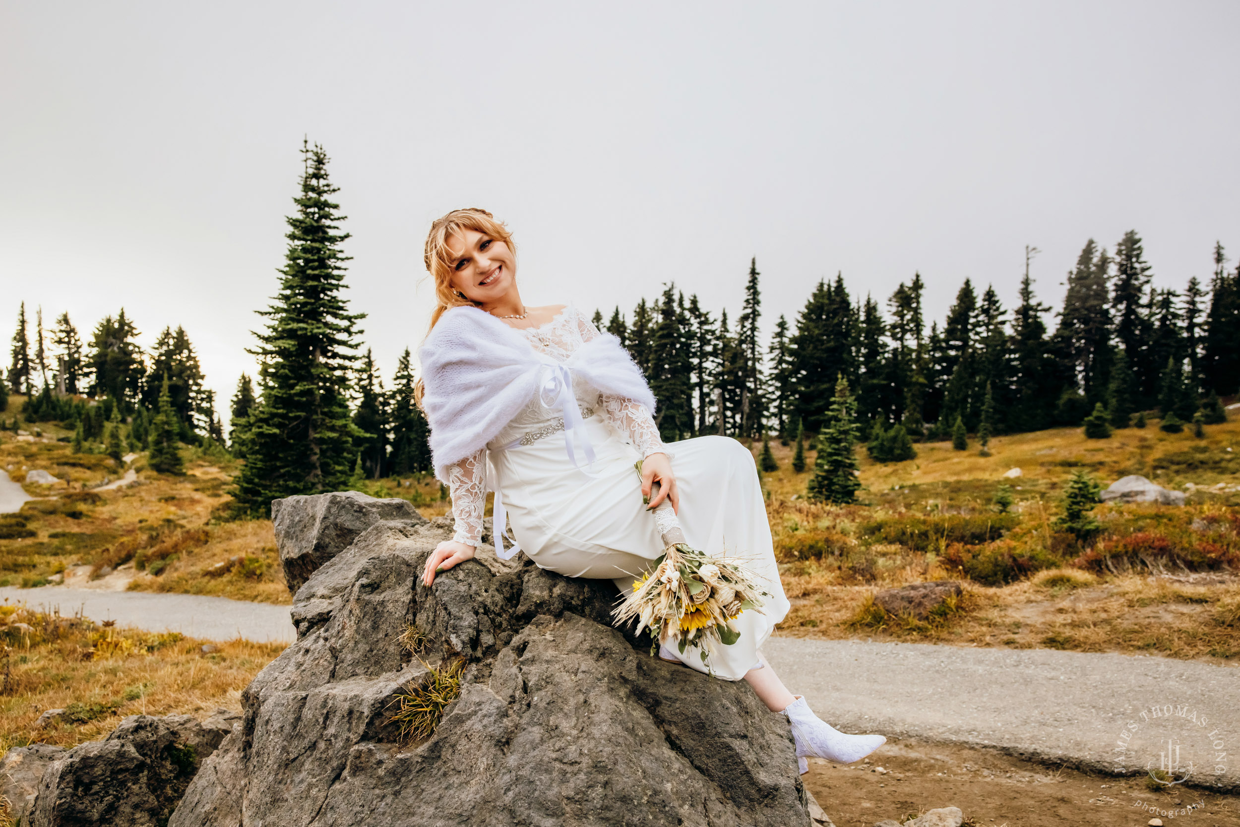 Mount Rainier elopement by Seattle adventure wedding photographer James Thomas Long Photography