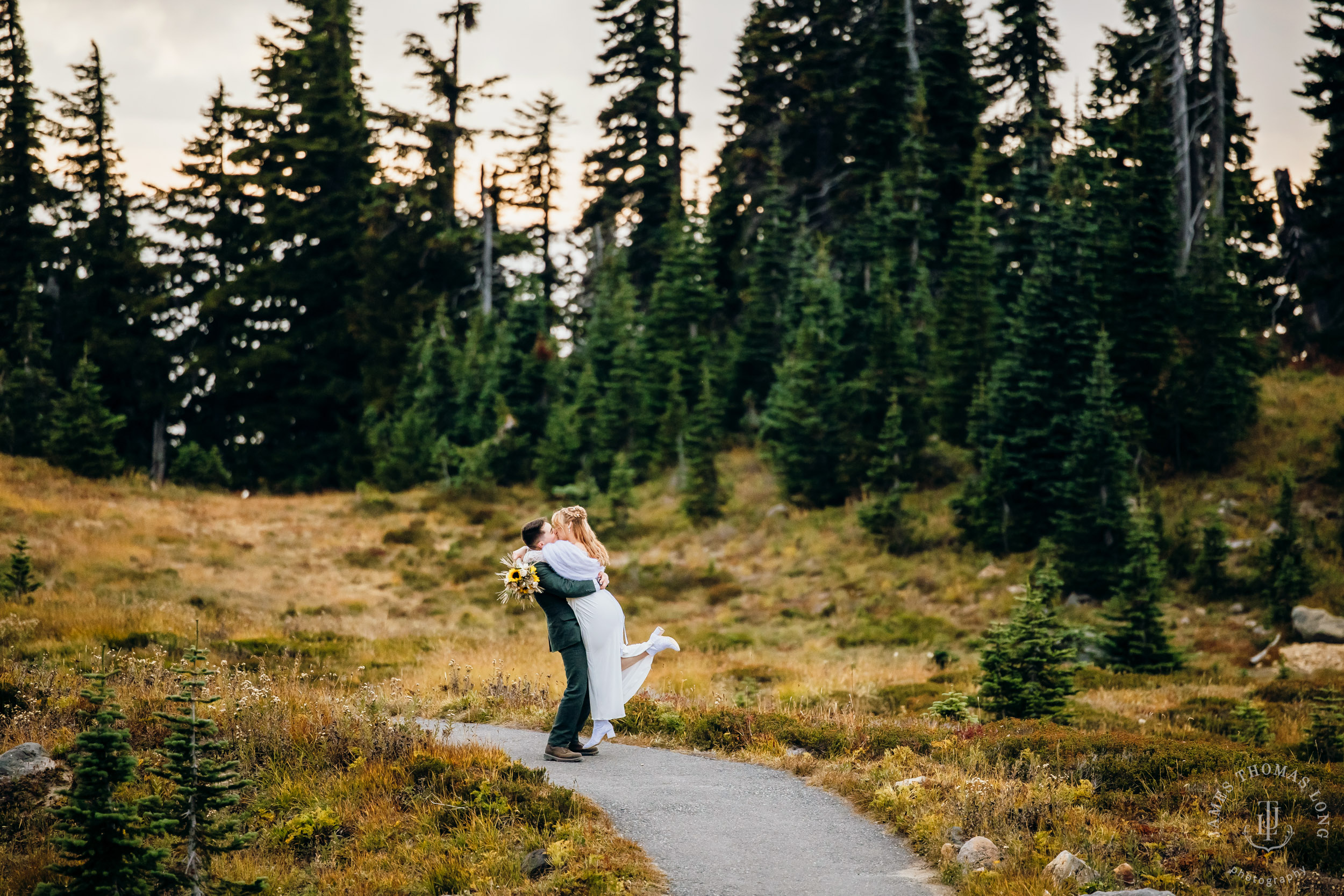Mount Rainier elopement by Seattle adventure wedding photographer James Thomas Long Photography