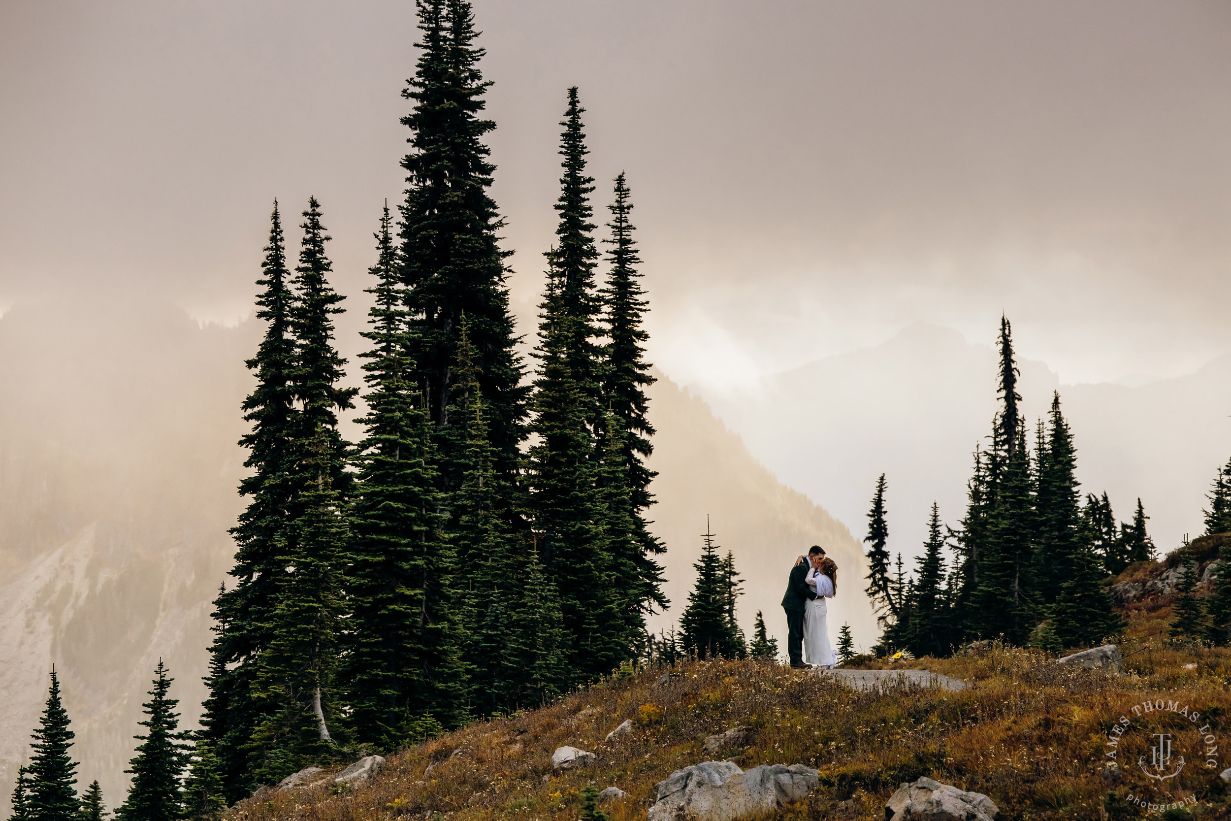 Mount Rainier elopement by Seattle adventure wedding photographer James Thomas Long Photography