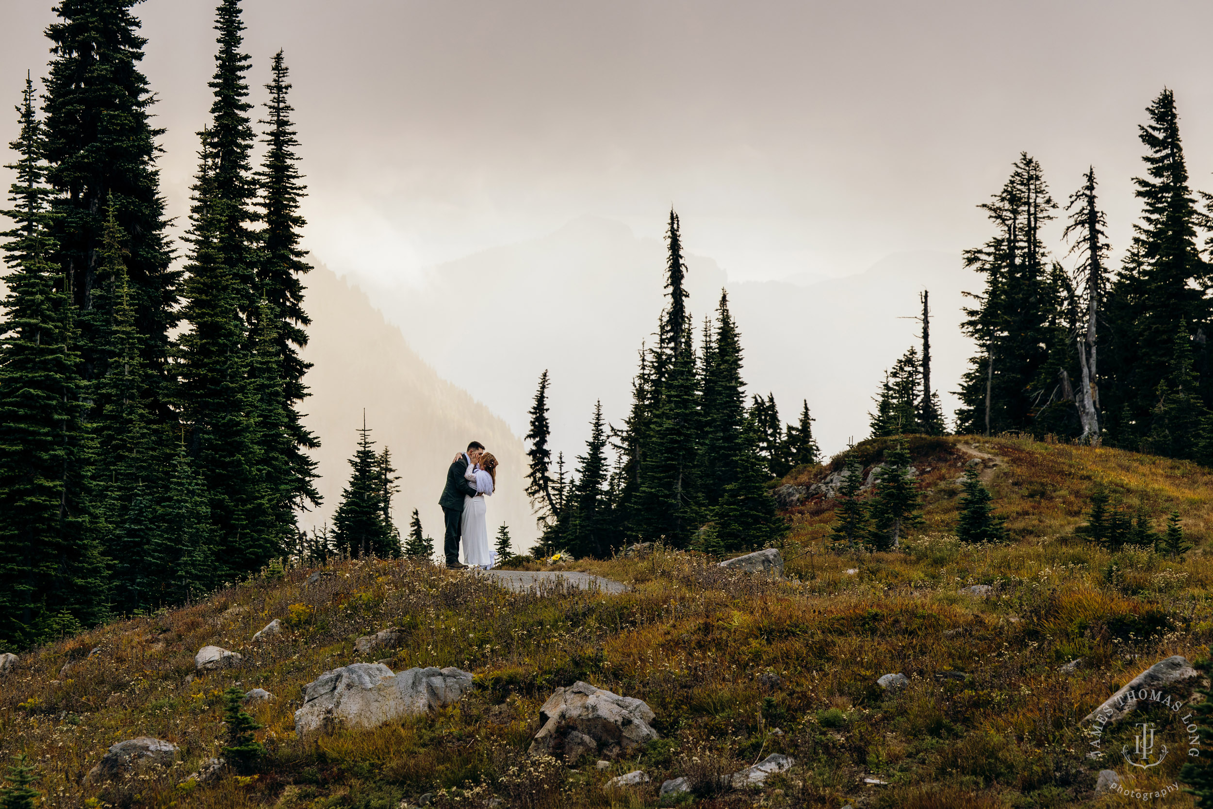 Mount Rainier elopement by Seattle adventure wedding photographer James Thomas Long Photography