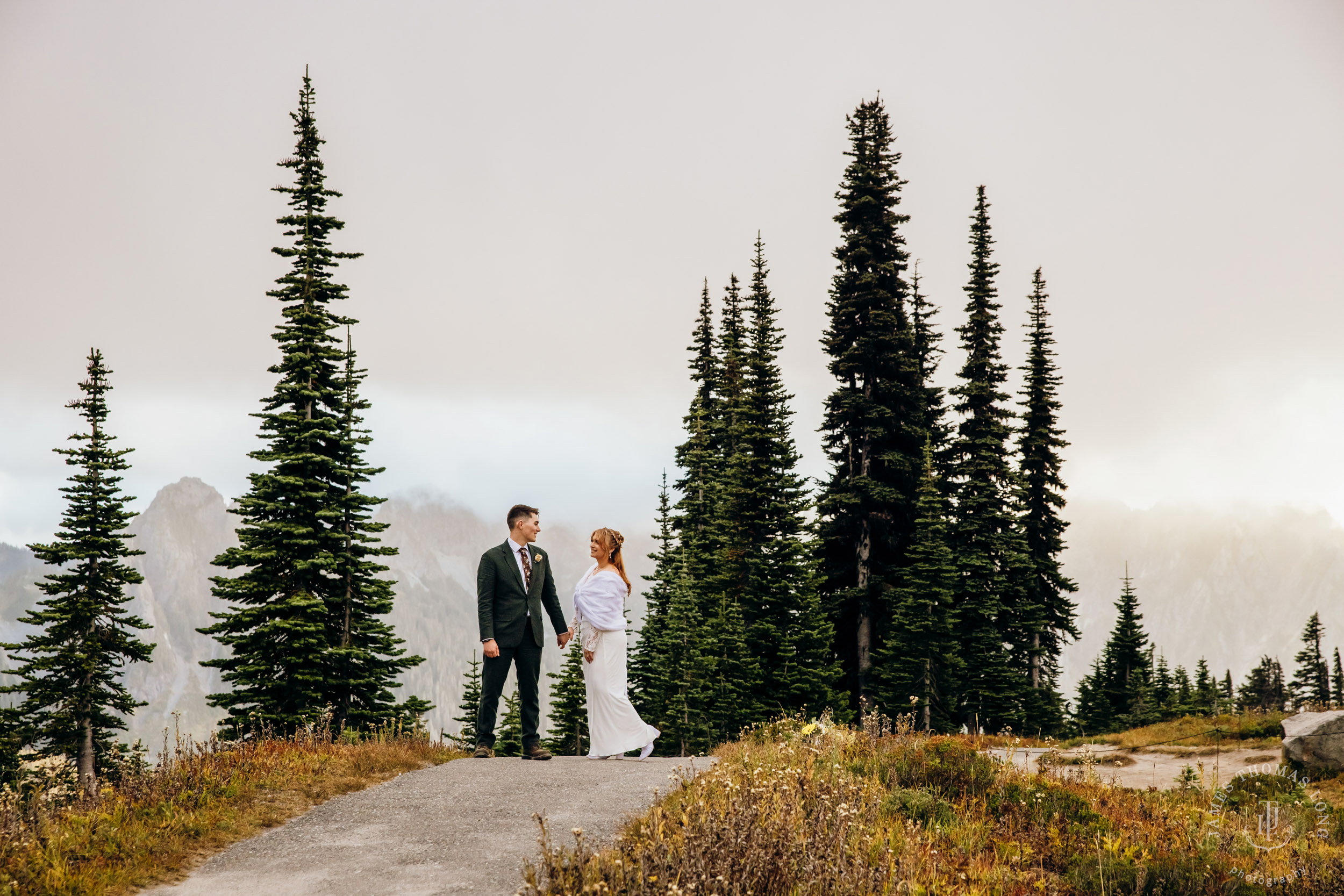 Mount Rainier elopement by Seattle adventure wedding photographer James Thomas Long Photography