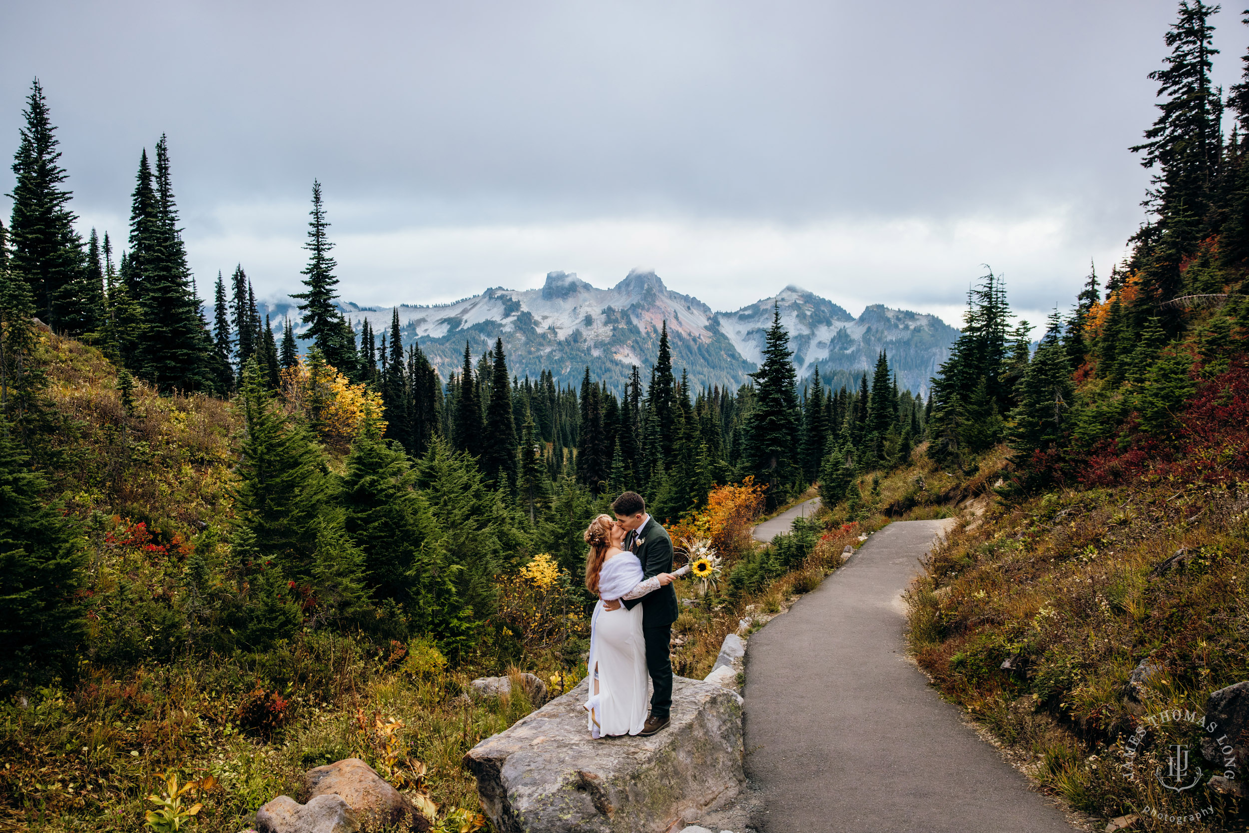 Mount Rainier elopement by Seattle adventure wedding photographer James Thomas Long Photography